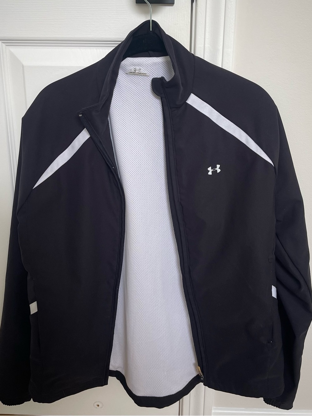 Under Armour Black Athletic Full-Zip Jacket with White Accents